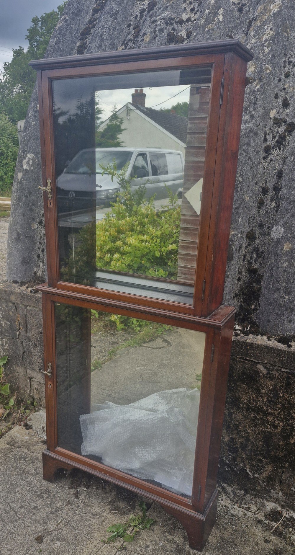 Late Victorian mahogany Chemist's 2 part cabinet. 