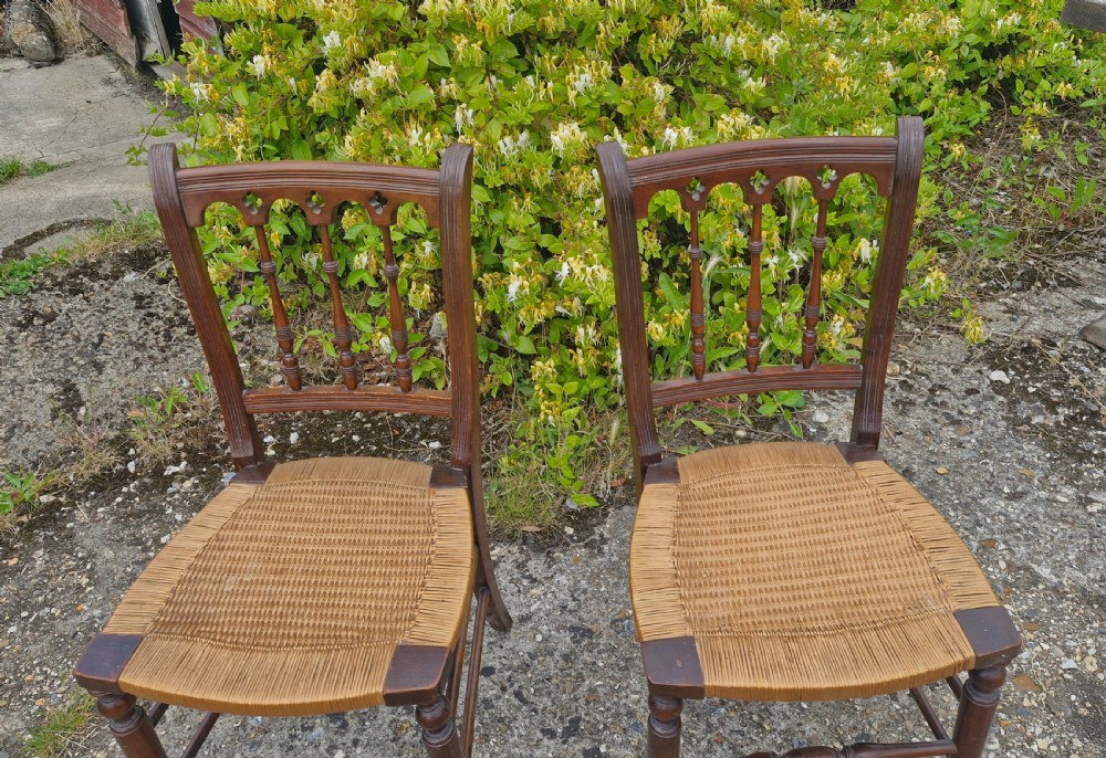 Late Victorian mahogany caned bedroom chairs.  View V
