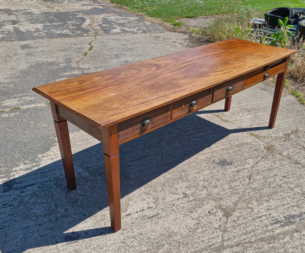 Edwardian mahogany gallery kitchen dining table.