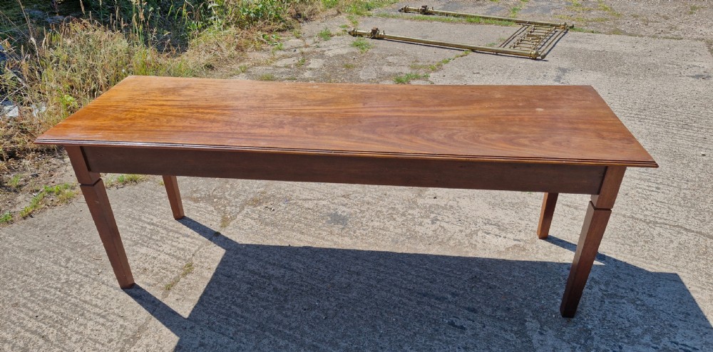 Edwardian mahogany gallery kitchen dining table. View III