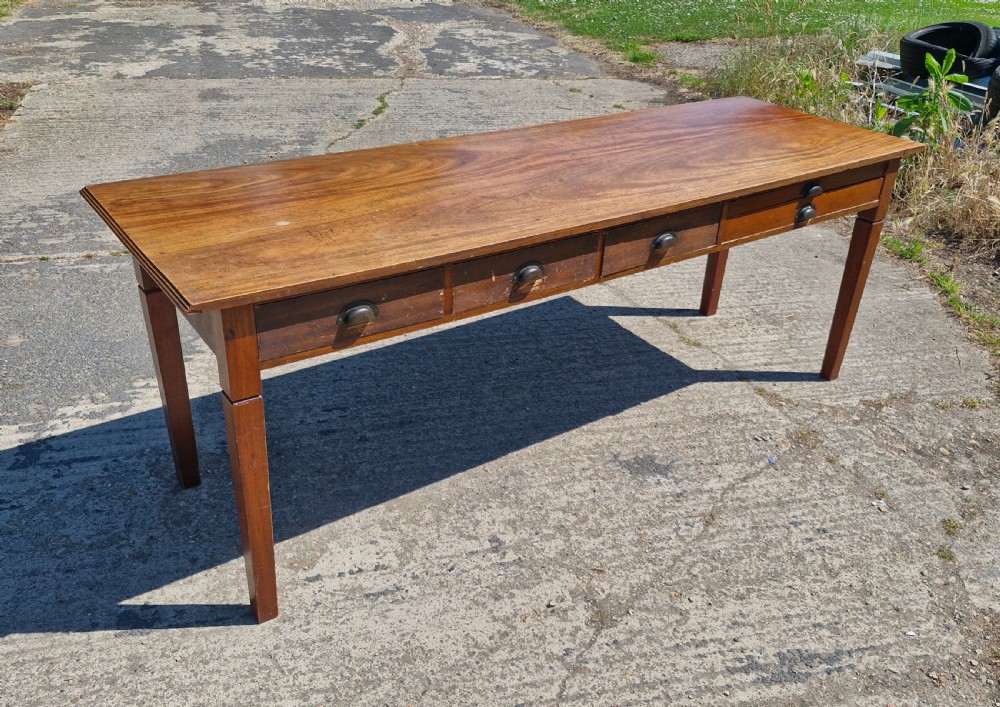 Edwardian mahogany gallery kitchen dining table. View VI