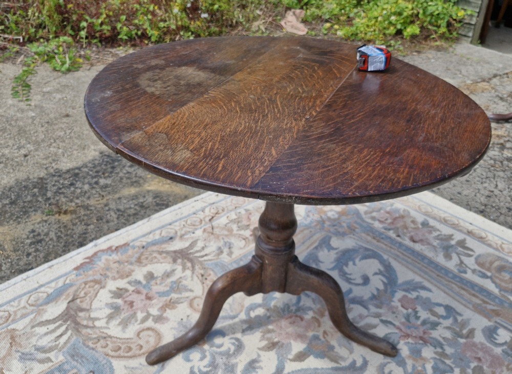 Georgian oak revolving top tripod occasional table View IX