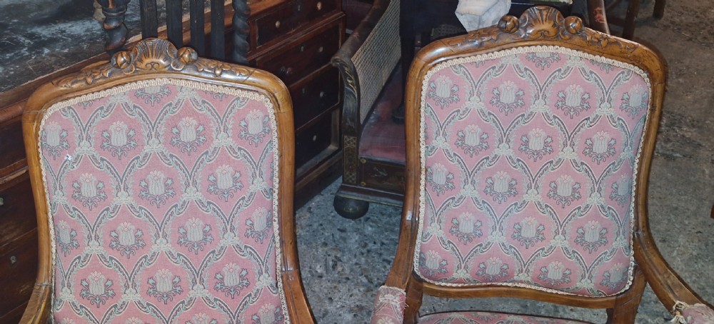 Pair of Late 19th century French fruitwood open armchairs. View V