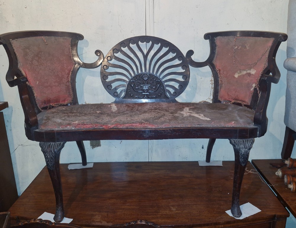 Late Victorian mahogany end of bed sofa.