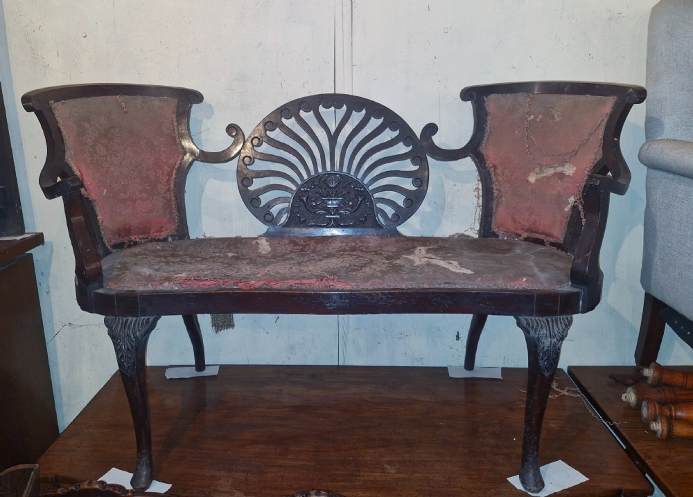 Late Victorian mahogany end of bed sofa. View III