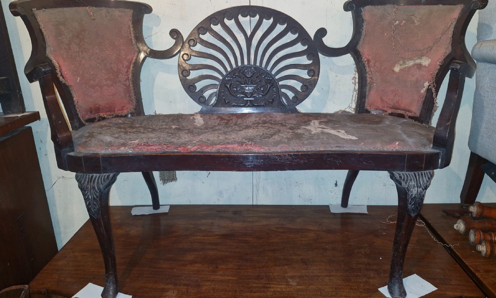 Late Victorian mahogany end of bed sofa. View IV