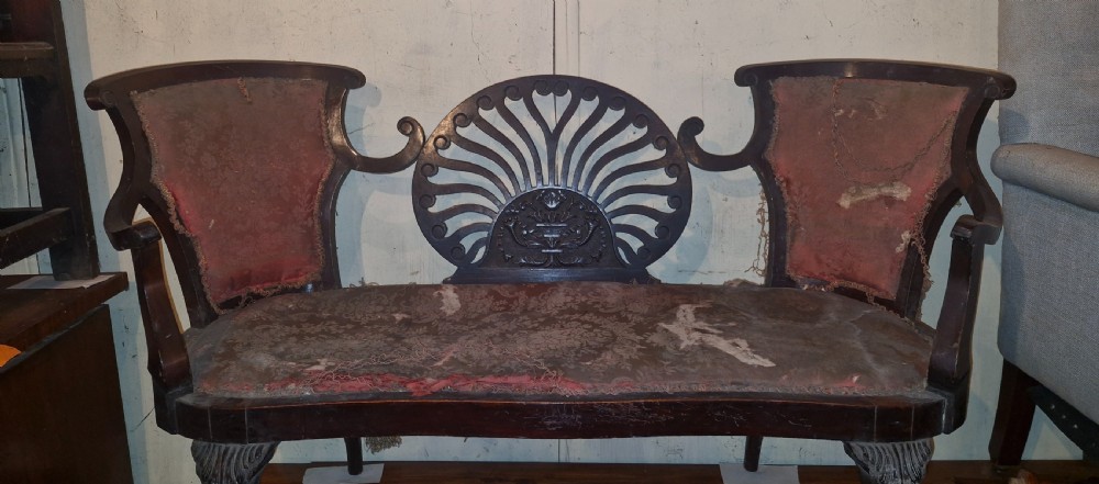 Late Victorian mahogany end of bed sofa. View VI