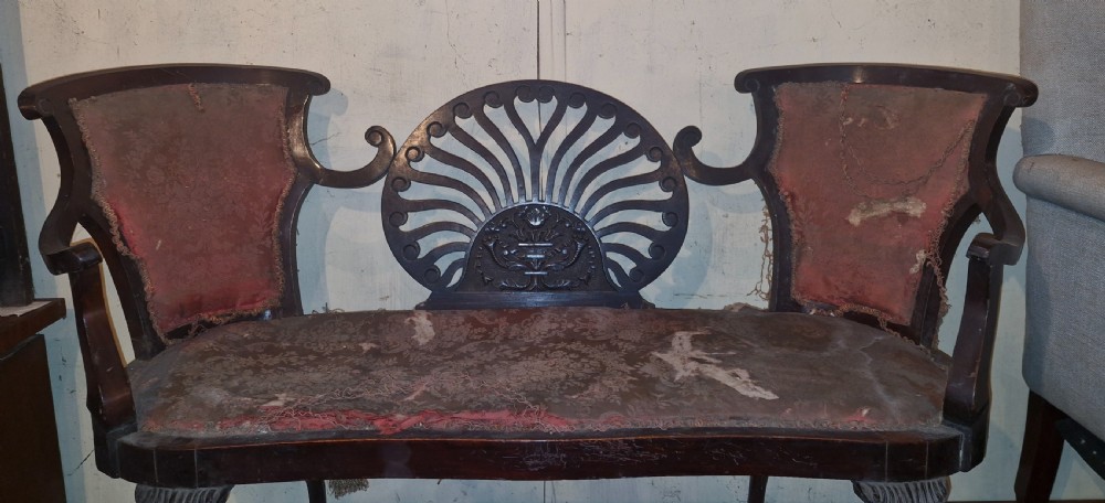 Late Victorian mahogany end of bed sofa. View VII