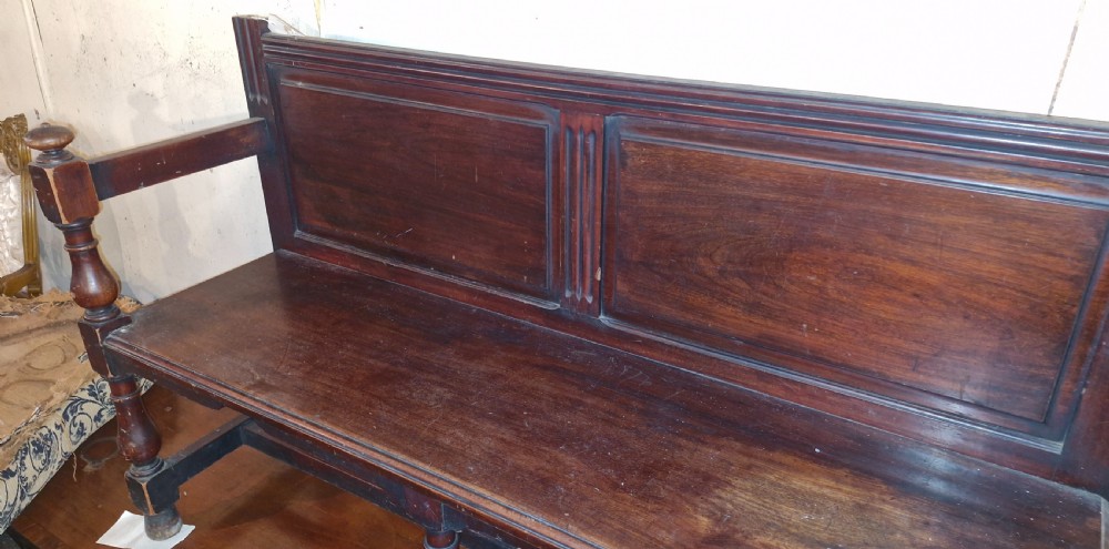 Late Victorian mahogany hall seat. View II