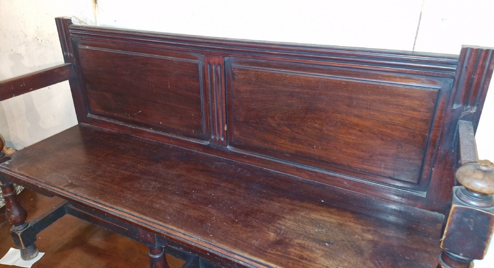 Late Victorian mahogany hall seat. View III