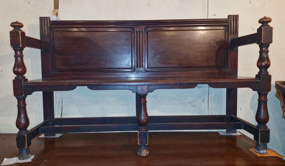 Late Victorian mahogany hall seat. View V
