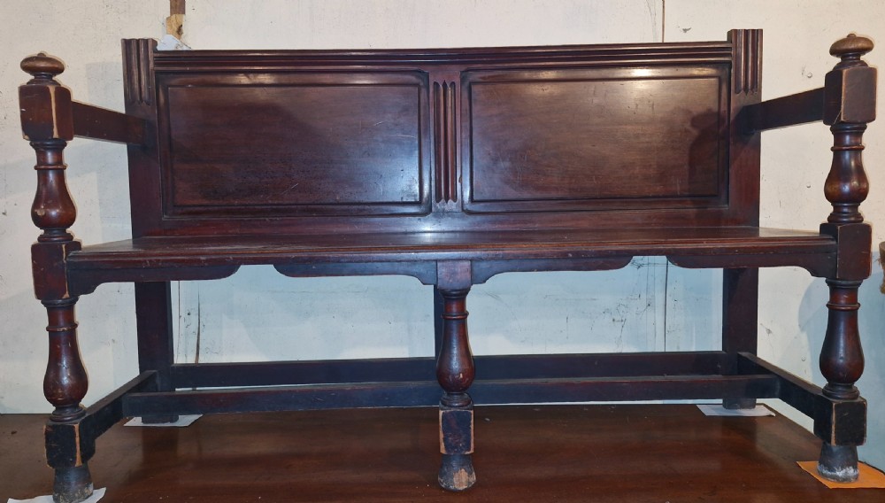 Late Victorian mahogany hall seat. View VI