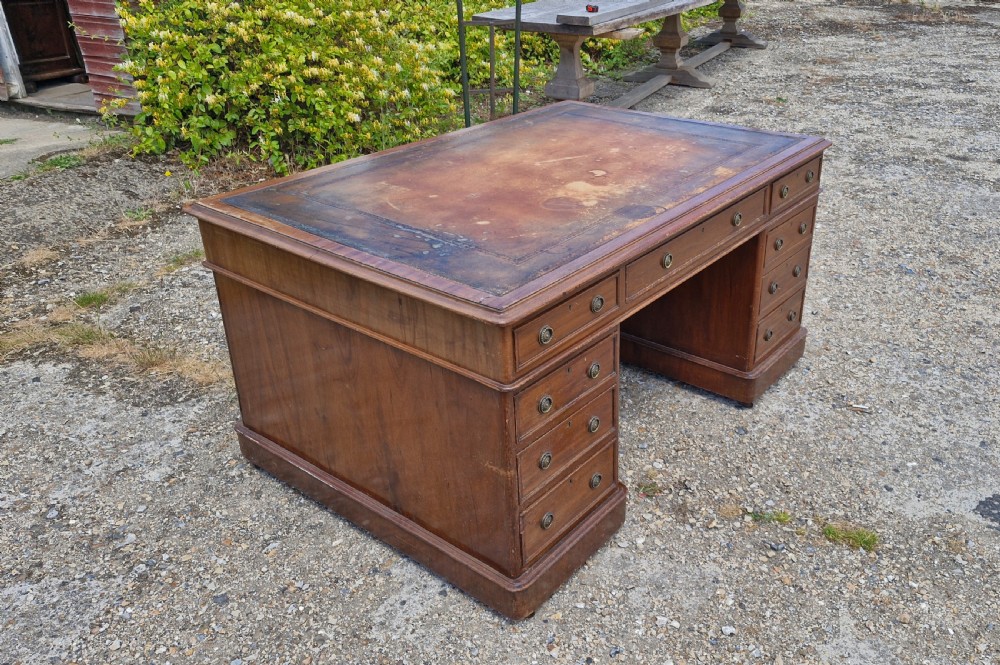 Mahogany double pedestal partners desk. 