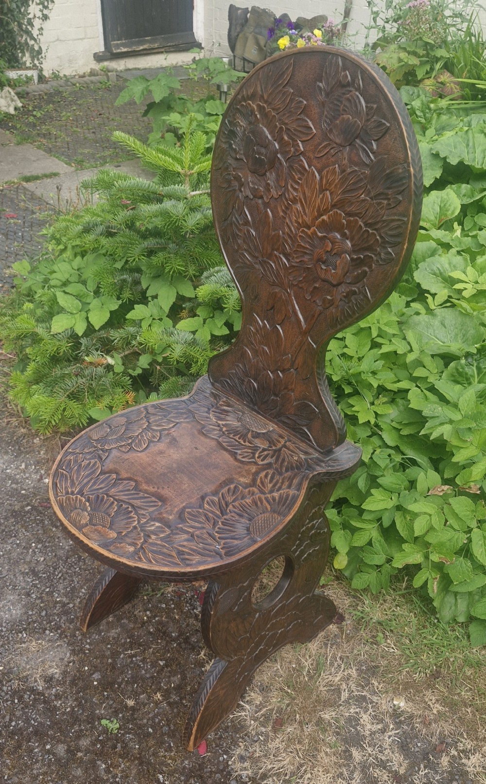 Carved Liberty's design hall chair. 