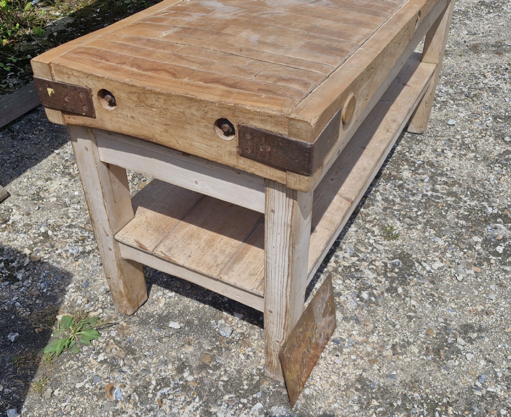 Large butchers block on stand. View III
