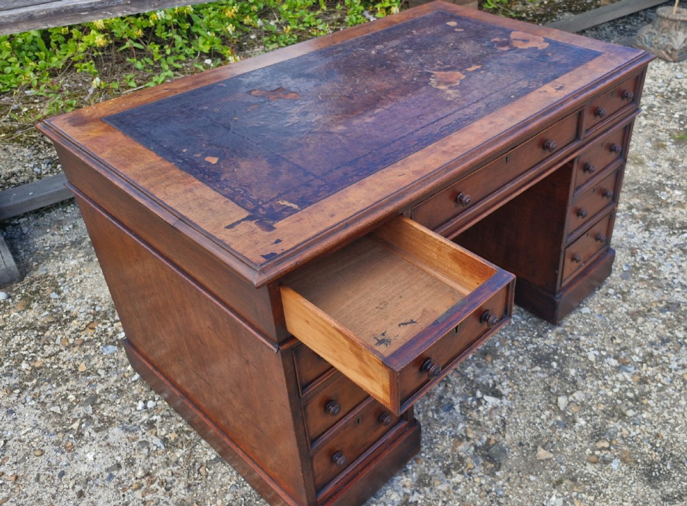 Victorian mahogany kneehole pedestal desk.  View V