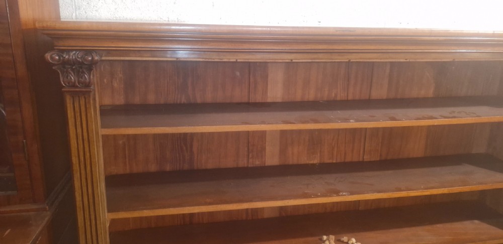 Large Victorian mahogany open front bookcase with adjustable shelves.  View VI