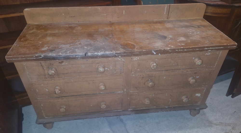 Victorian pine 6 drawer kitchen dresser.  View II