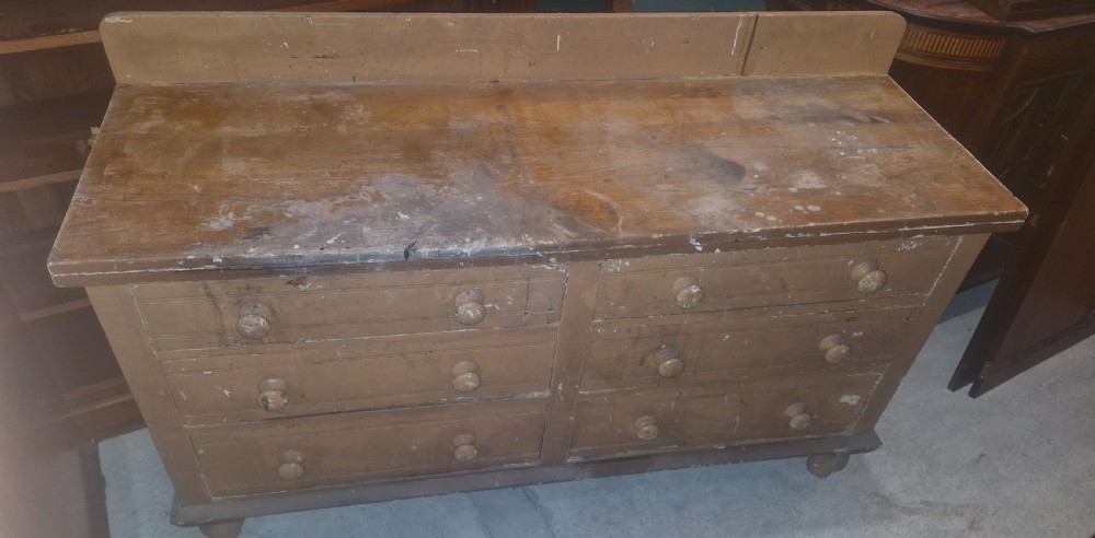 Victorian pine 6 drawer kitchen dresser.  View IV