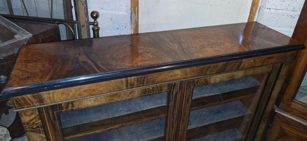 Victorian inlaid walnut 2 door cabinet.  View III