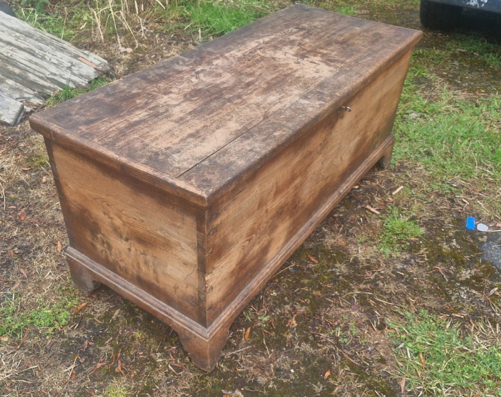 Early 19th century elm blanket coffer chest. View V