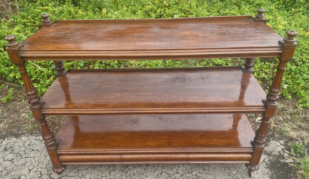 Very large Victorian pollard oak buffet serving trolley.  View II