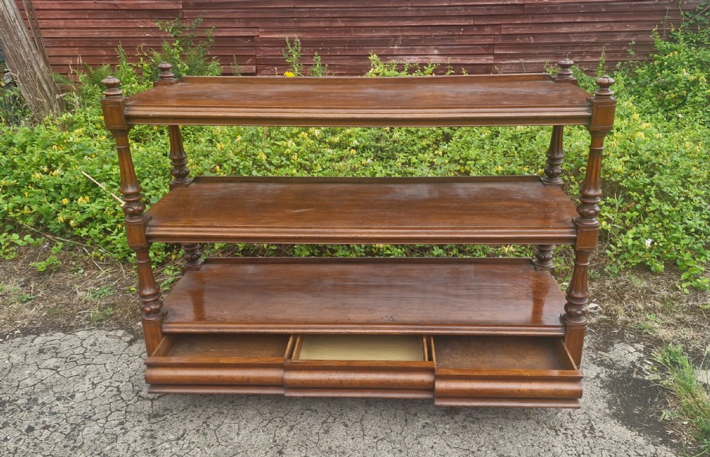 Very large Victorian pollard oak buffet serving trolley.  View III