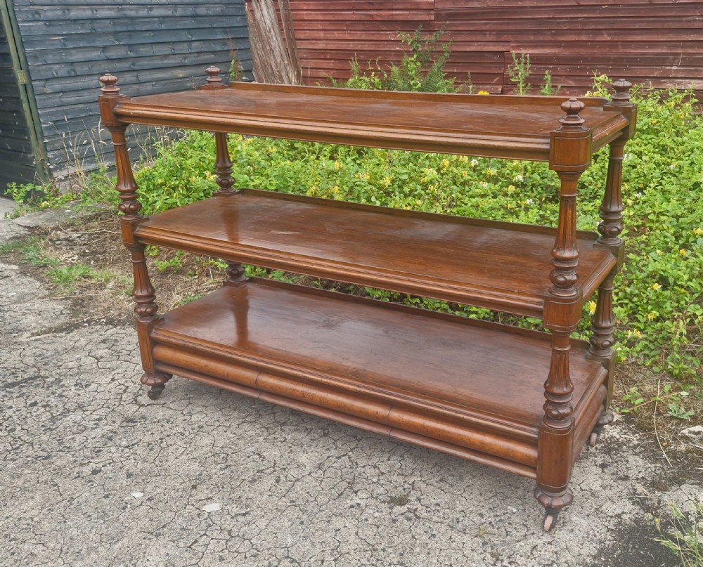 Very large Victorian pollard oak buffet serving trolley.  View IX