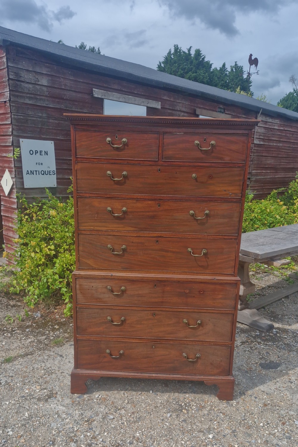 Late Georgian mahogany tallboy cheat of drawers. 