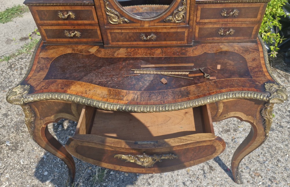 Victorian inlaid and gilt metal mounted bonheur du jour.  View XII