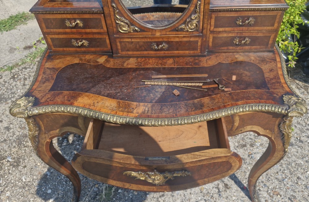 Victorian inlaid and gilt metal mounted bonheur du jour.  View XIII