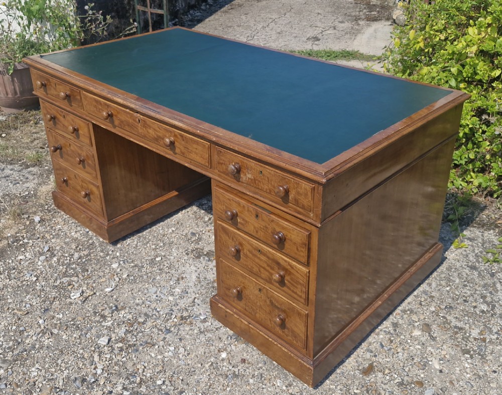 Good sized practical kneehole mahogany pedestal writing desk.  View IX