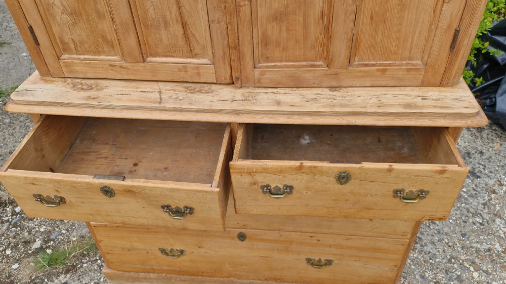 19th century Pine 2 part kitchen chest cupboard.  View III