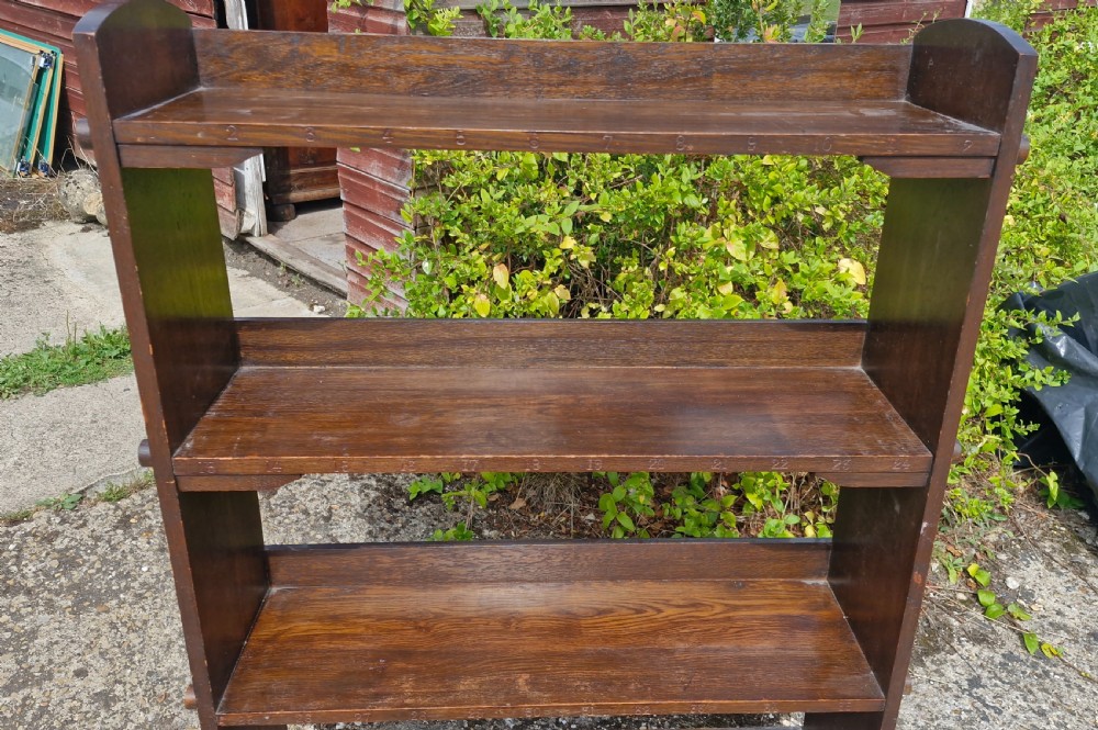 Oak Arts and Crafts bookcase of pegged construction.  View III