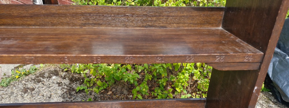 Oak Arts and Crafts bookcase of pegged construction.  View V