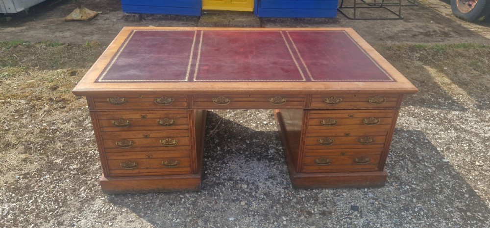 Very Large Walnut pedestal partners desk. View II
