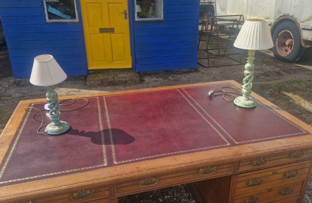 Very Large Walnut pedestal partners desk. View XI