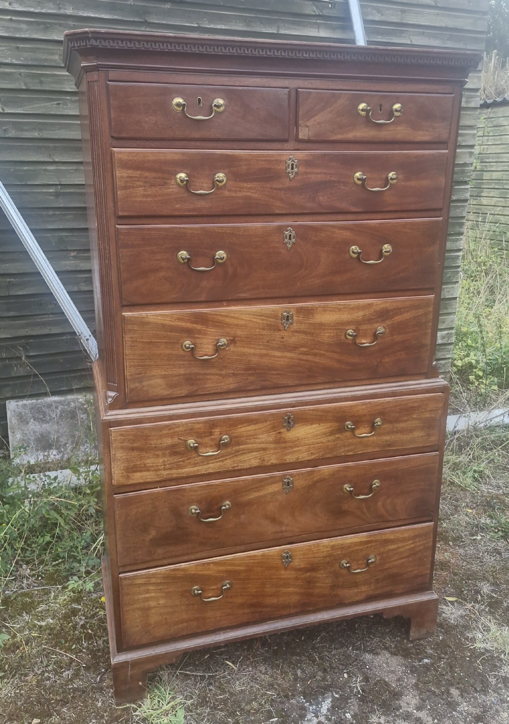 Late Georgian mahogany tallboy chest on chest.
