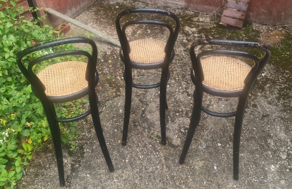Set of 3 Thonet Bentwood high chairs View III