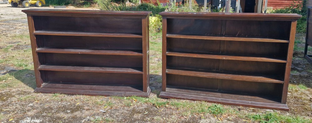 2 useful large mahogany open front bookcases