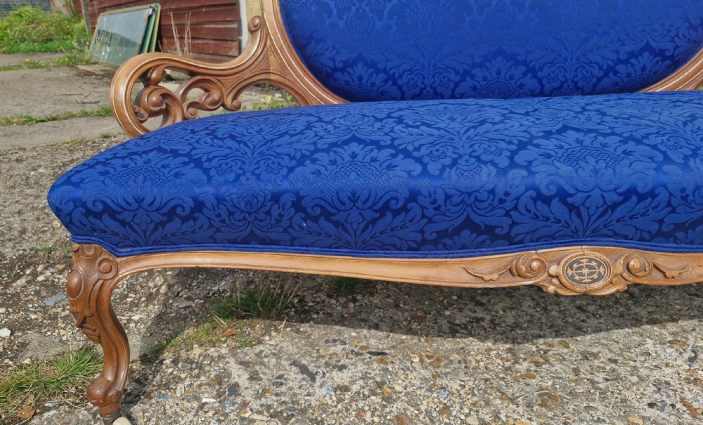 Pretty Victorian walnut window seat. View V