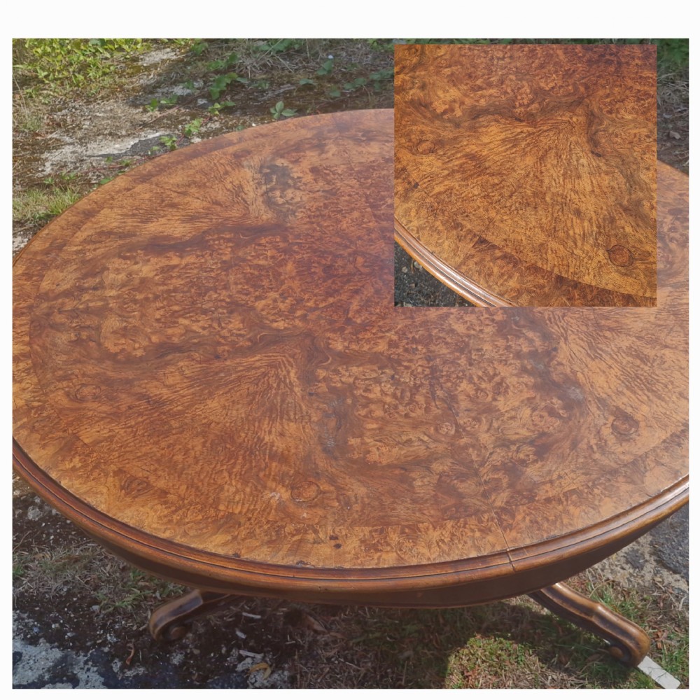 19th century burr walnut and banded centre table.