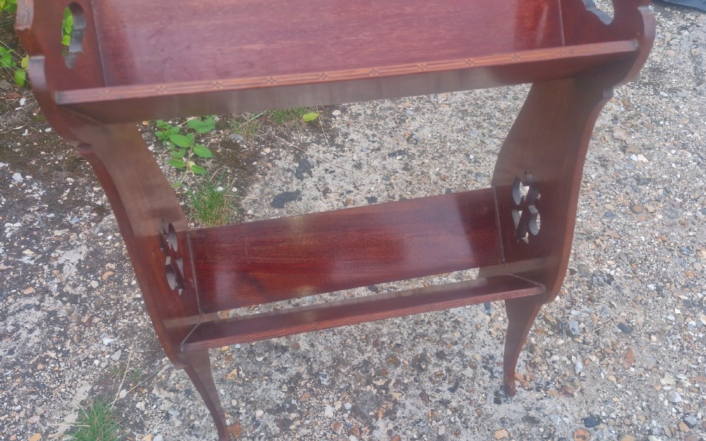 Edwardian mahogany book stand with inlay. View IV