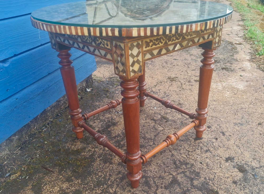 Islamic inlaid occasional table. View IV