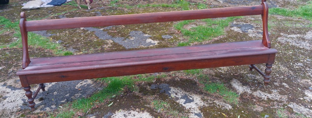 Large Late Victorian kitchen table bench. View III