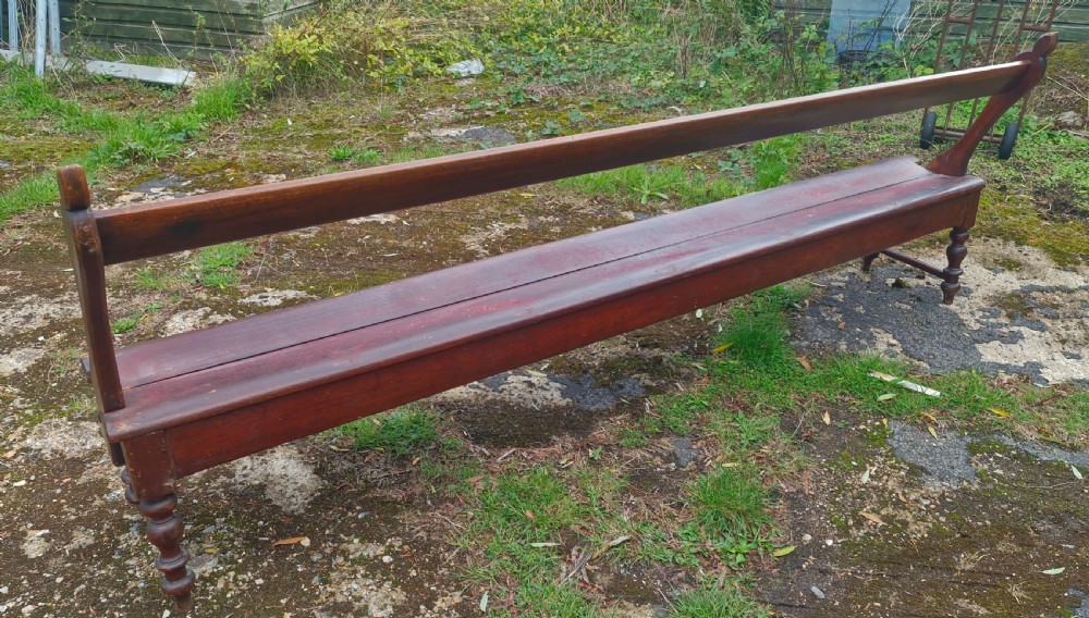 Large Late Victorian kitchen table bench. View IV