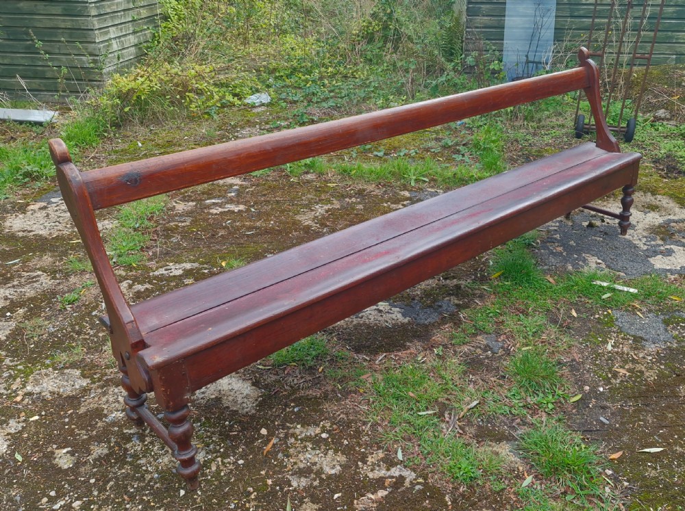 Large Late Victorian kitchen table bench. View V