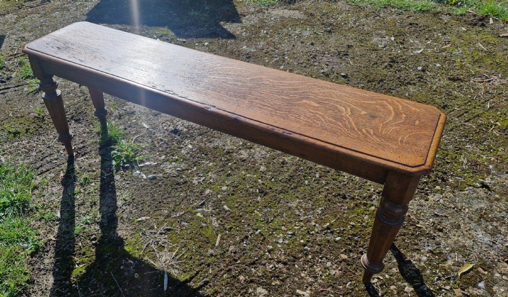Early Victorian oak hall bench View II