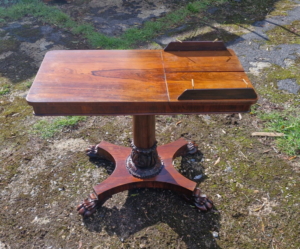Early Victorian rosewood pedestal reading table. View V
