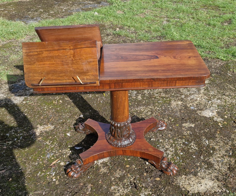 Early Victorian rosewood pedestal reading table. View II